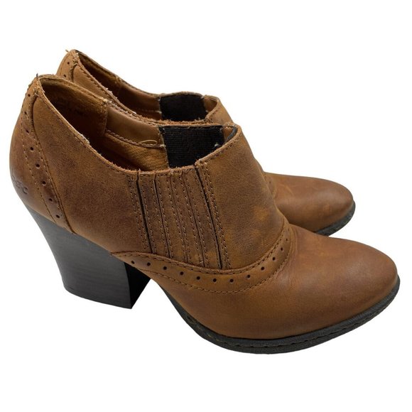 BOC Born Concept Women's Brown Leather Heeled Ankle Booties Size 7.5 - Picture 1 of 6